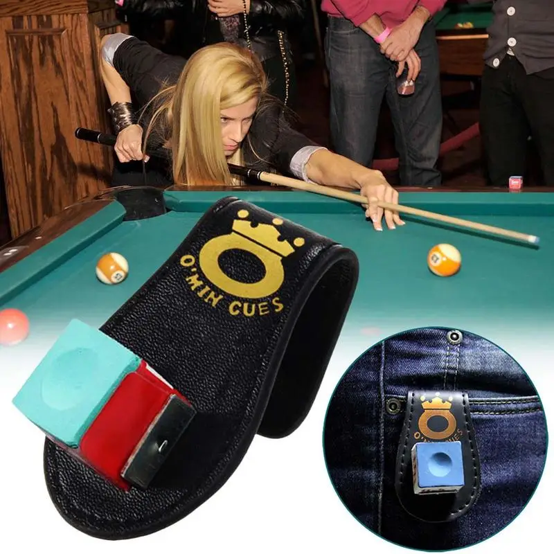 Pince à Craie Magnétique en Cuir pour Billard, Accessoire de Snooker, Porte-Poudre, Sac Portable