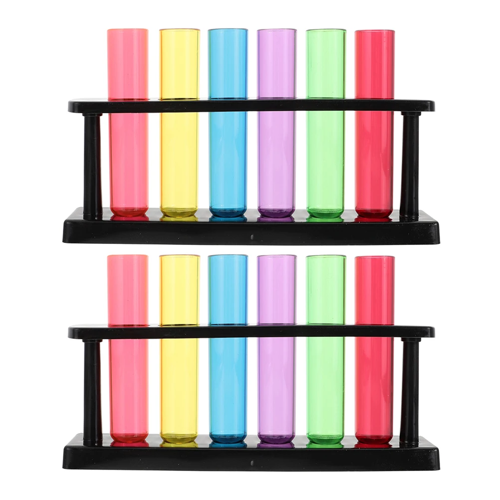 

2 Sets Test Tube Transparent Tubes Plastic Holder Pipe Rack Water Testing Useful The