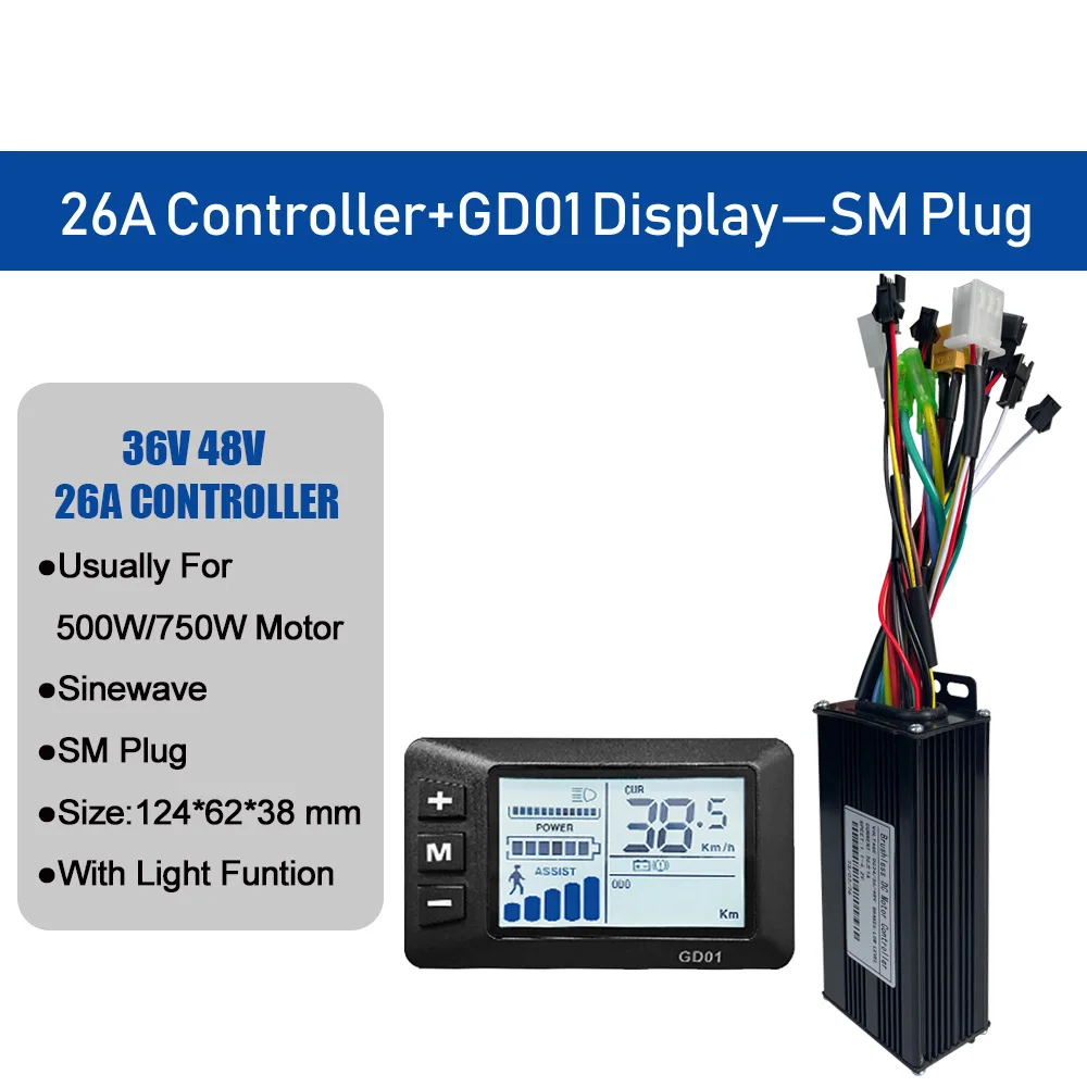 Ebike Electric Scooter GD01 LCD Display Computer Battery Speed Display 26A Three Mode Controller SM Connector