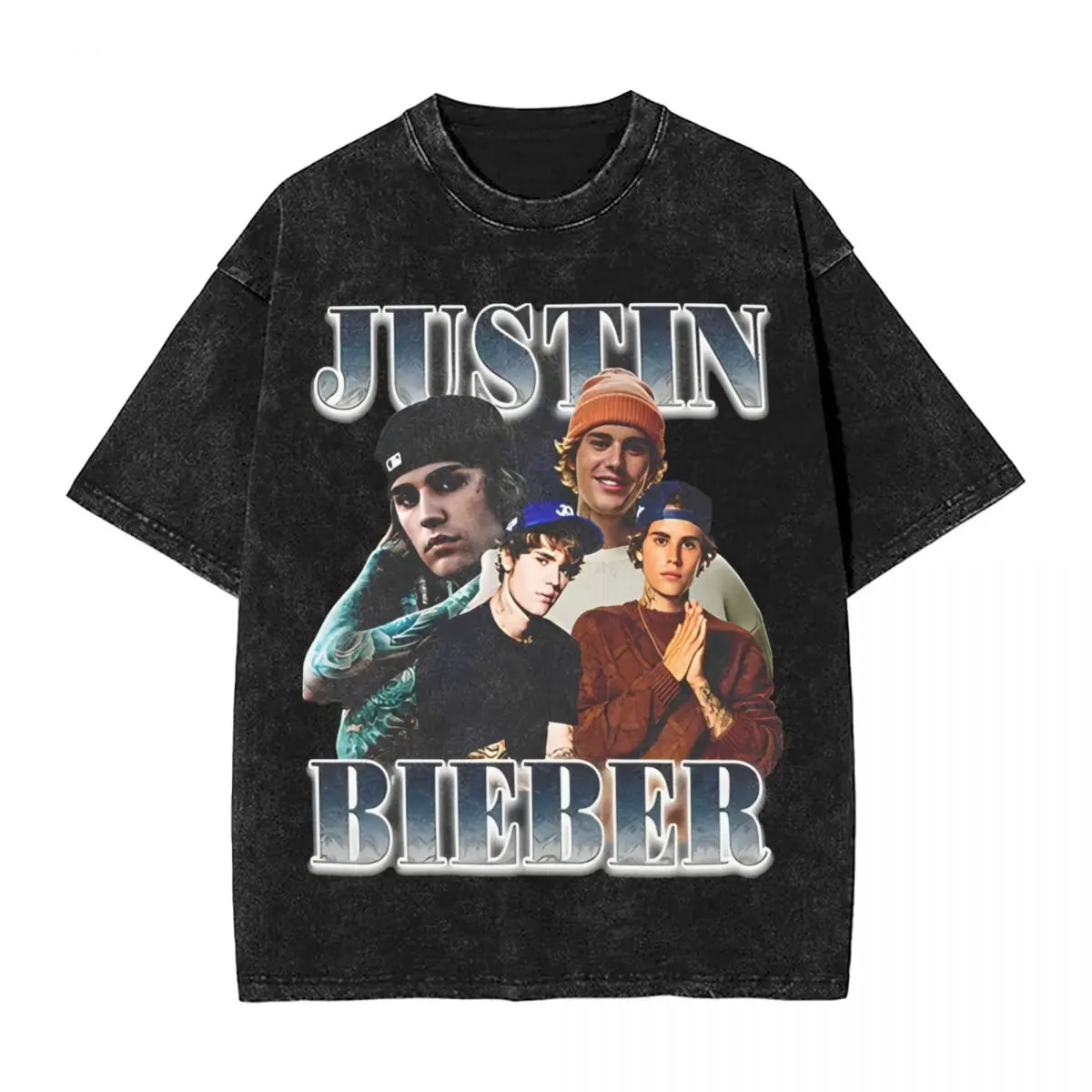 Washed T Shirts Justin Bieber Popstars Novelty T-Shirt High Street Music Pop 100% Cotton Printed Tops Tee Shirt for Men Women