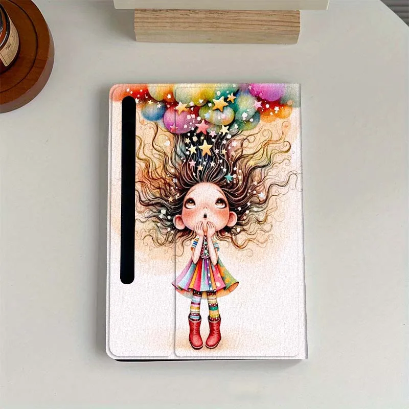 

Sparkling Cartoon girl For Samsung Galaxy Tab S6 S7 S8 S9 S10 FE Plus Lite Soft Flexible Support Tablet Case Gift