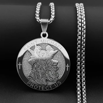 Saint Michael Cross Pendant Necklace 1