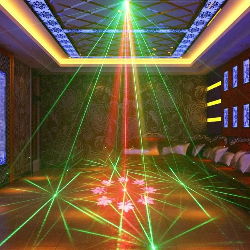 LED الليزر الإسقاط المرحلة الإضاءة RGBW DJ ديسكو مصابيح حفلات التحكم عن بعد لعيد الميلاد نادي الزفاف ديكور حانات المنزل