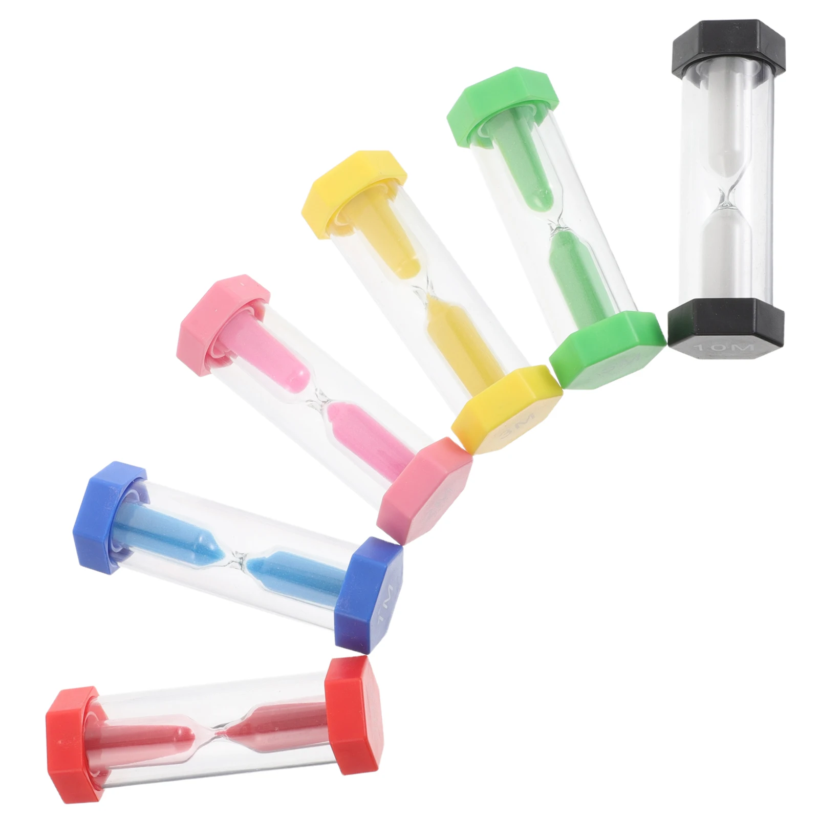6 pcs Plastic Sand Timer Set Colorful 1/2/3/5/10 Minute Hourglass Timers For Time Management Classroom Kitchen Tea Game