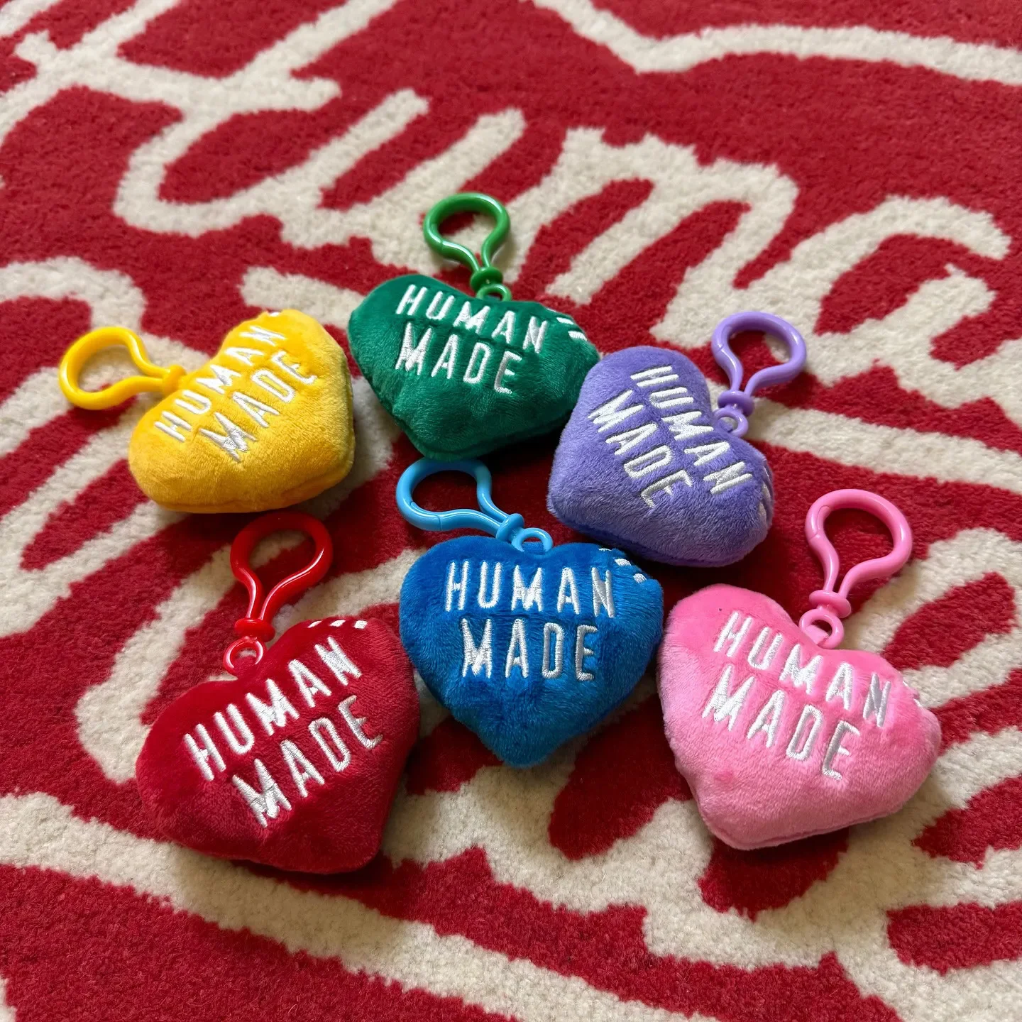 2026 Human Made Plush Heart Keyring Embroidered Letter Charm Cute Bag Hanger Gift