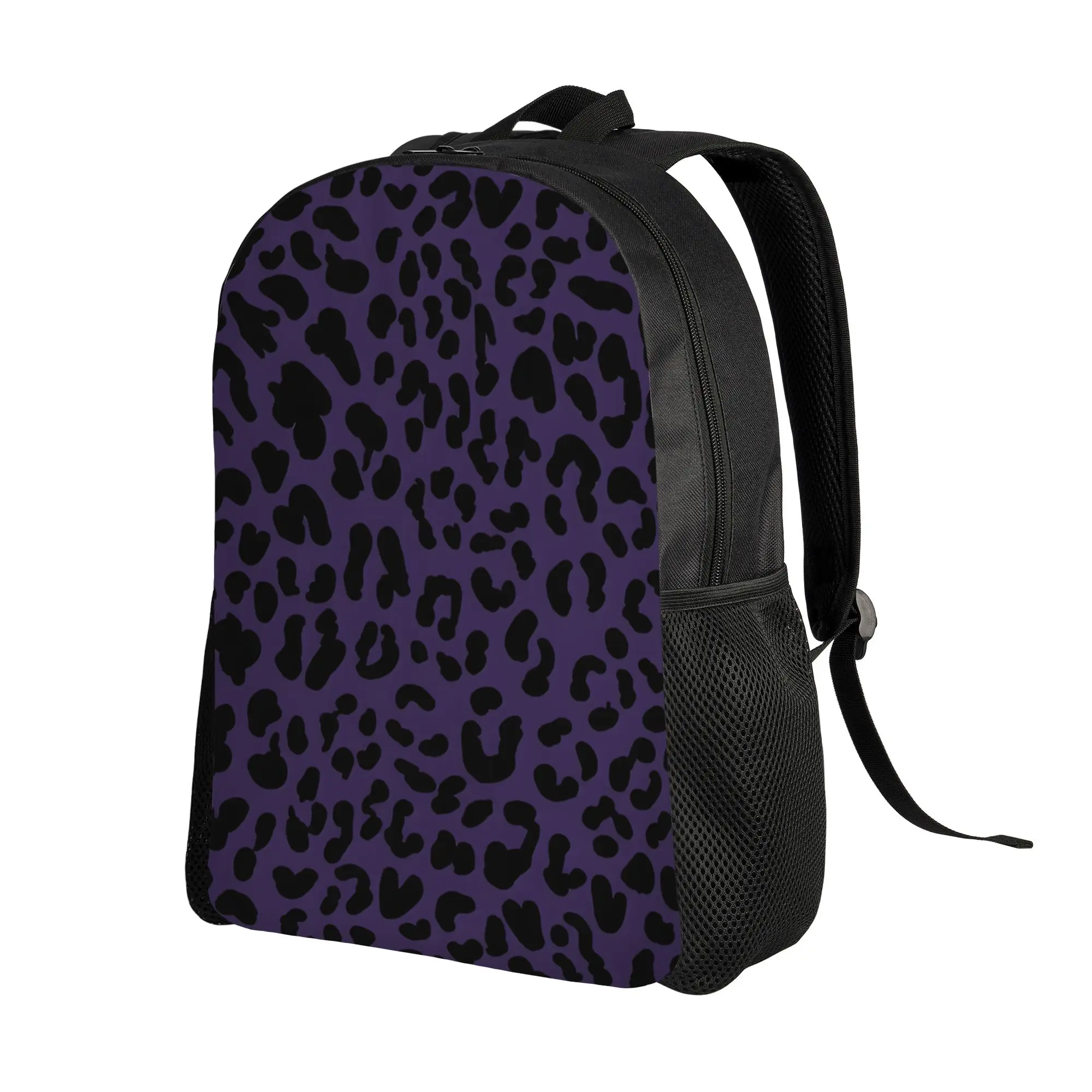 Leopard Print Handbag Back to school season Dark Purple Leopard Print  Dual-Use Backpack