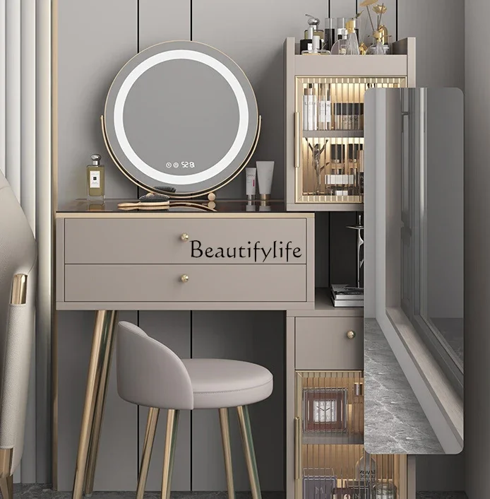 Storage Cabinet Full-Length Mirror Integrated Small Apartment Retractable Light Luxury High Sense Makeup Table