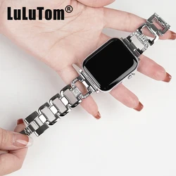 Metal Strap For Apple Watch UItra 8 7 49mm 45mm 44mm Luxury Square Diamond Band For iWatch Series 6 5 4 SE 42mm 40mm 38mm Correa