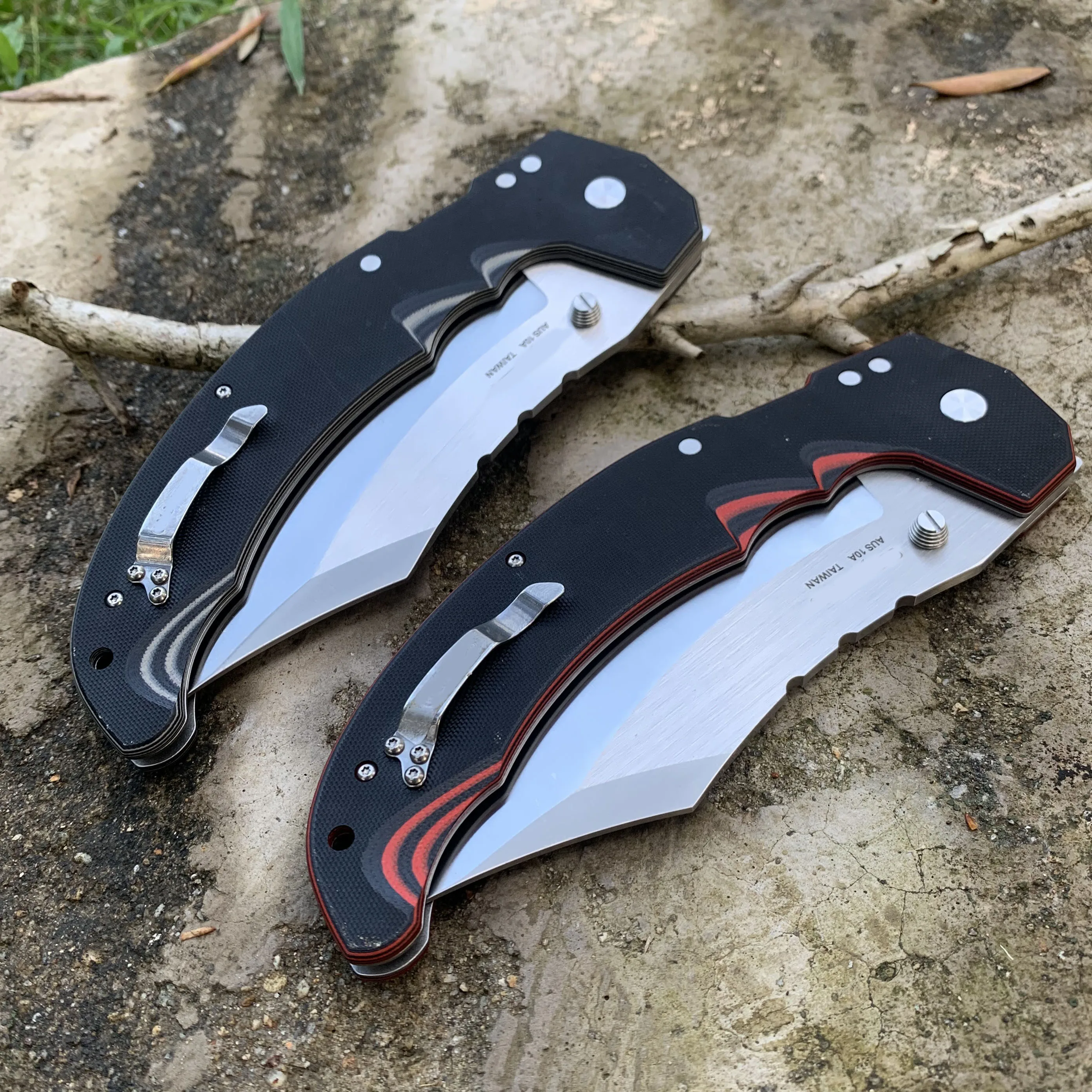 2024 New Cold Large MAYHEM Folding Knife AUS10A Steel G10 Handle Pocket Knife Tanto Outdoor Survival Camping EDC Tools Knives