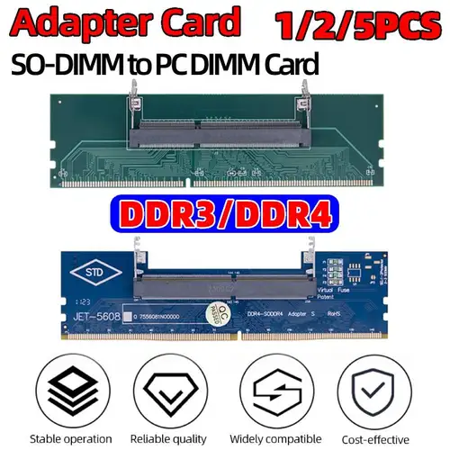 Imagen 1 del producto Tarjeta adaptadora de memoria para ordenador portátil, 1-5 uds., DDR3, DDR4, SO-DIMM a PC, conector de tarjeta DIMM, memoria, adaptador de conector RAM