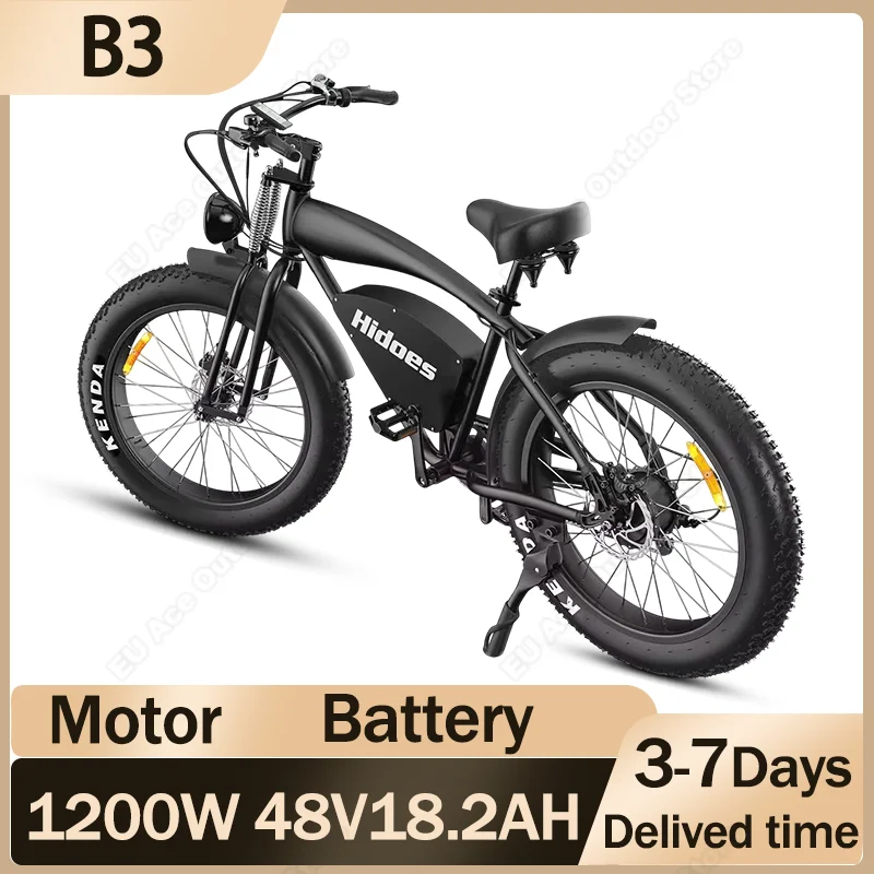 Bici elettrica 1200W Motore 48V18.2AH Batteria al litio Retro E-bike Motocross Adulto 26*4.0 Fat Tire Bicicletta elettrica fuoristrada