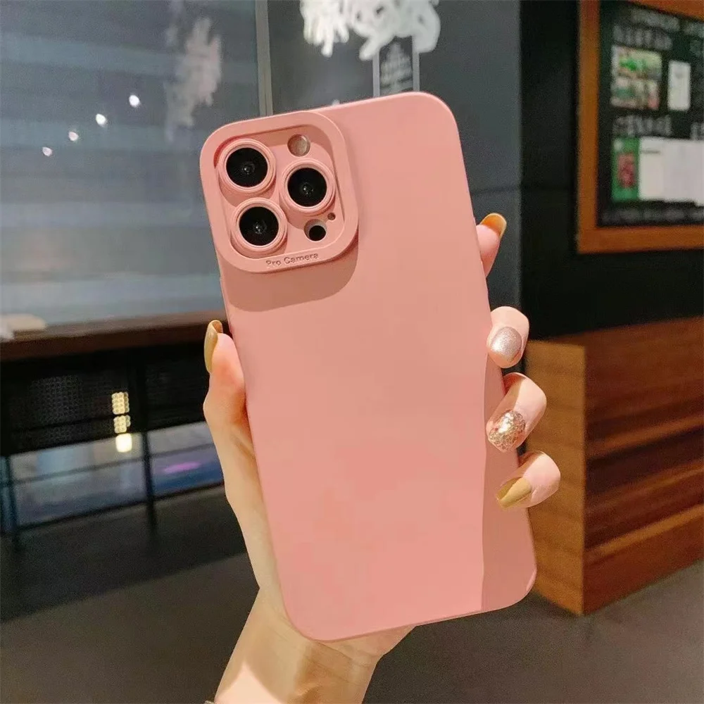 Camera Protection Silicone Phone Case For iPhone 15 Pro Max 11 12 13 14 Pro Max XR XS Max X 7 8 Plus Soft Shockproof Matte Cover