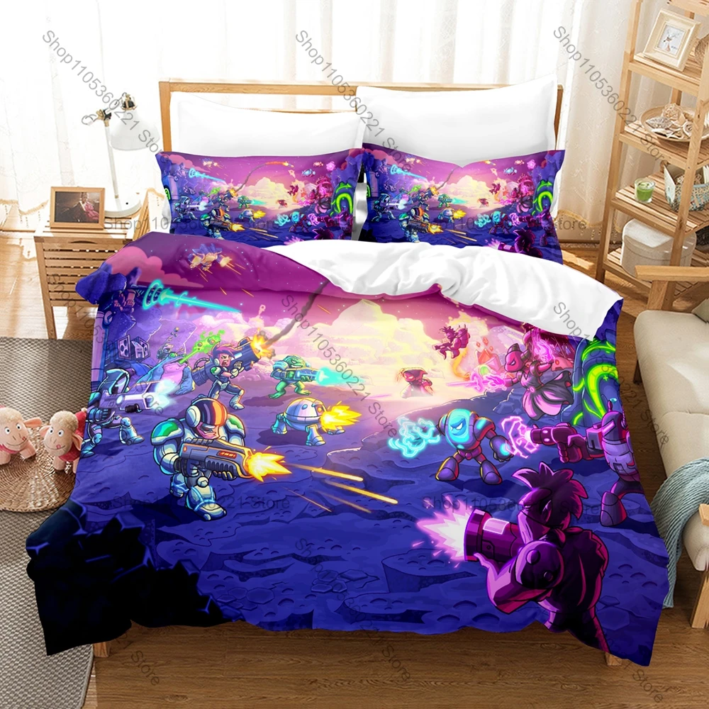 Cool Iron Marines Invasion Bedding Set Duvet Cover + 2 Pillowcases Cartoon Sci-Fi Space New Game Galaxy Soldier Bedroom Decor