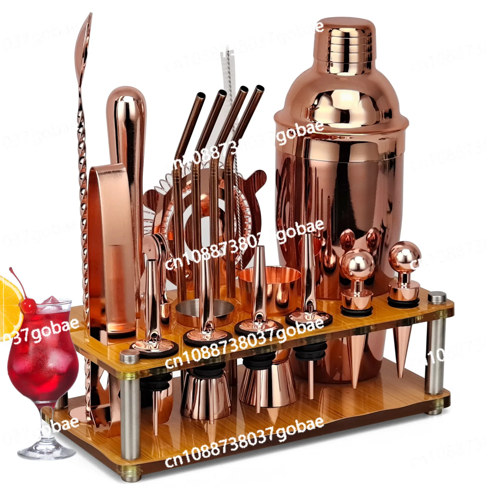 

Cross-border new imitation bamboo frame acrylic, cocktail shaker bar tools 20-piece set