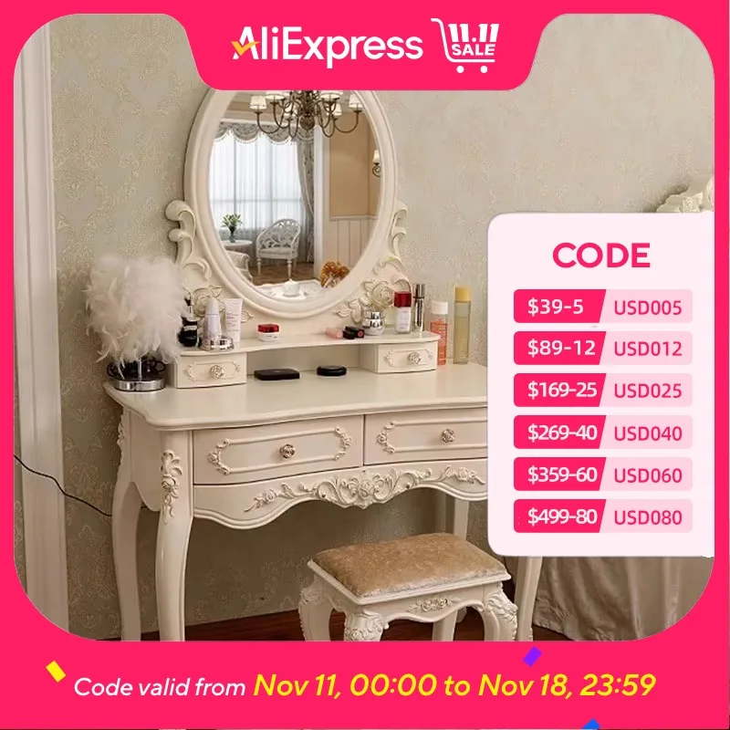 

Luxury Handles Dressing Table Drawers Bedroom Wood White Dressing Table Lights Drawers Coiffeuse De Chambre Salon Furniture