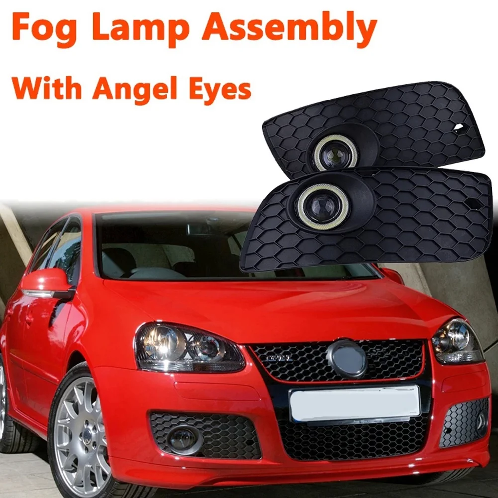 Fog Lamp Assembly Front Bumper Grille Lower Angel Eyes Lamp for Golf 5 MK5/GLI 2004-2009 Car Accessories