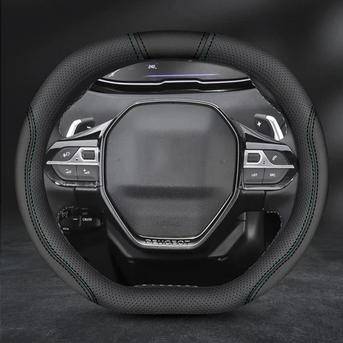 Чехол на руль автомобиля для Peugeot 3008 4008 5008, двойной D-тип, из искусственной кожи, противоскользящий и дышащий, аксессуары для украшения автомобиля