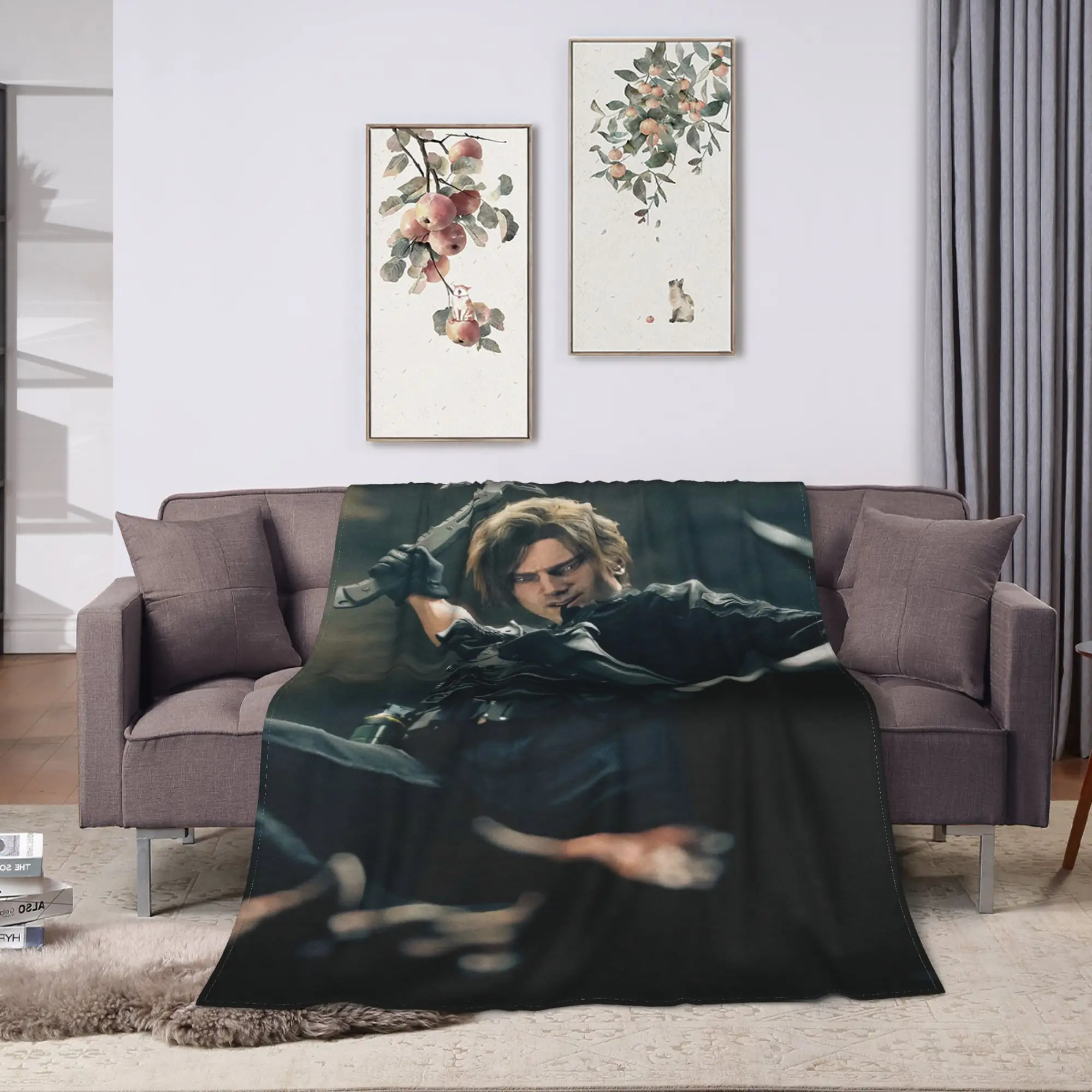 Leon Kennedy Blanket Quality Warm Soft  Throw Blanket Winter Camping Bedroom Aesthetic Bedspread