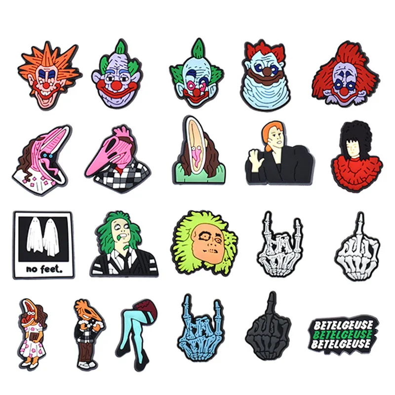 MINISO Horror Halloween 21-90pcs Mix Shoe Charm PVC Dekorasi Berbagai Gaya Dapat Dilepas Tahan Air untuk Pesta & Natal Sebagai Hadiah