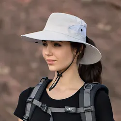 Xinbaoguan 100% Polyester Summer Outdoor Sun Hat, Breathable Sun Hat, Folding Sun Hat, Female Ponytail Hole Fisherman Hat