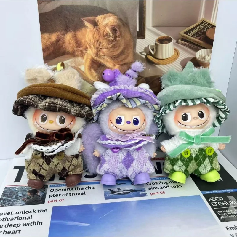 Para V4 Labubu, ropa de aventura de elfo de varias series, pantalones con pechera, monos con colgante temático de animales, accesorios de disfraz