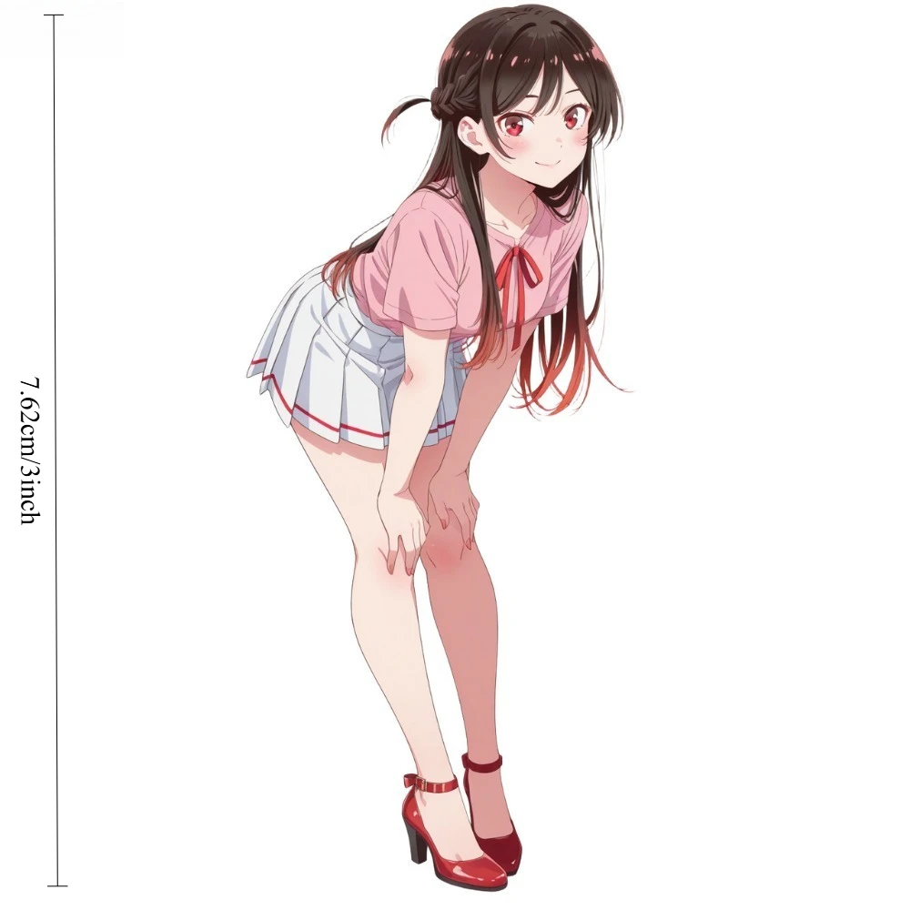 Mizuhara Chizuru Otome Anime Girl 2D Flat Car Vinyl Decal Sticker Set 4pcs 7.62cm Weatherproof Waterproof for Car Window Laptop