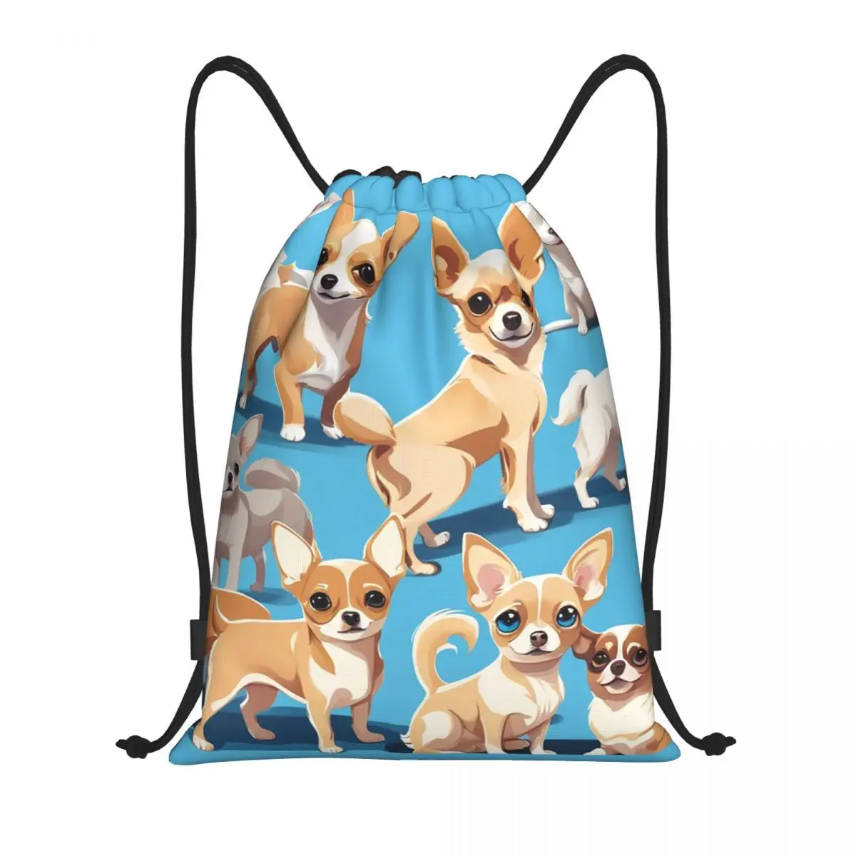 A Pack Of Chihuahuas, Basic Blue Color Backpacks Multi-function Drawstring Bags Storage Bag Book Bags for Travel Students