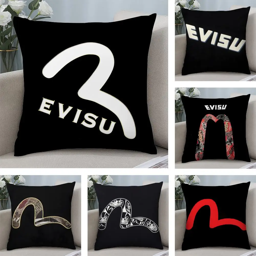 

Чехол для подушки с логотипом E-EVISU, плюшевая ткань, мягкий, с двусторонней печатью, для дивана, теплый, зимний, для дома, детский подарок, наволочка