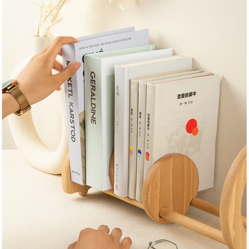 Sun Ring Solid Wood Book Stand Adjustable Book Block Creative Office Desk File Rack Innovative Design Decorative Book Holder