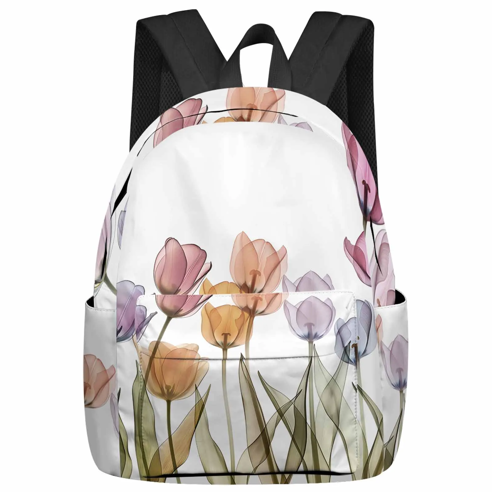 

Tulip Flower Watercolor Style Backpack School Bags for Teenagers Students Laptop Bag Women's Casual Travel Backpack