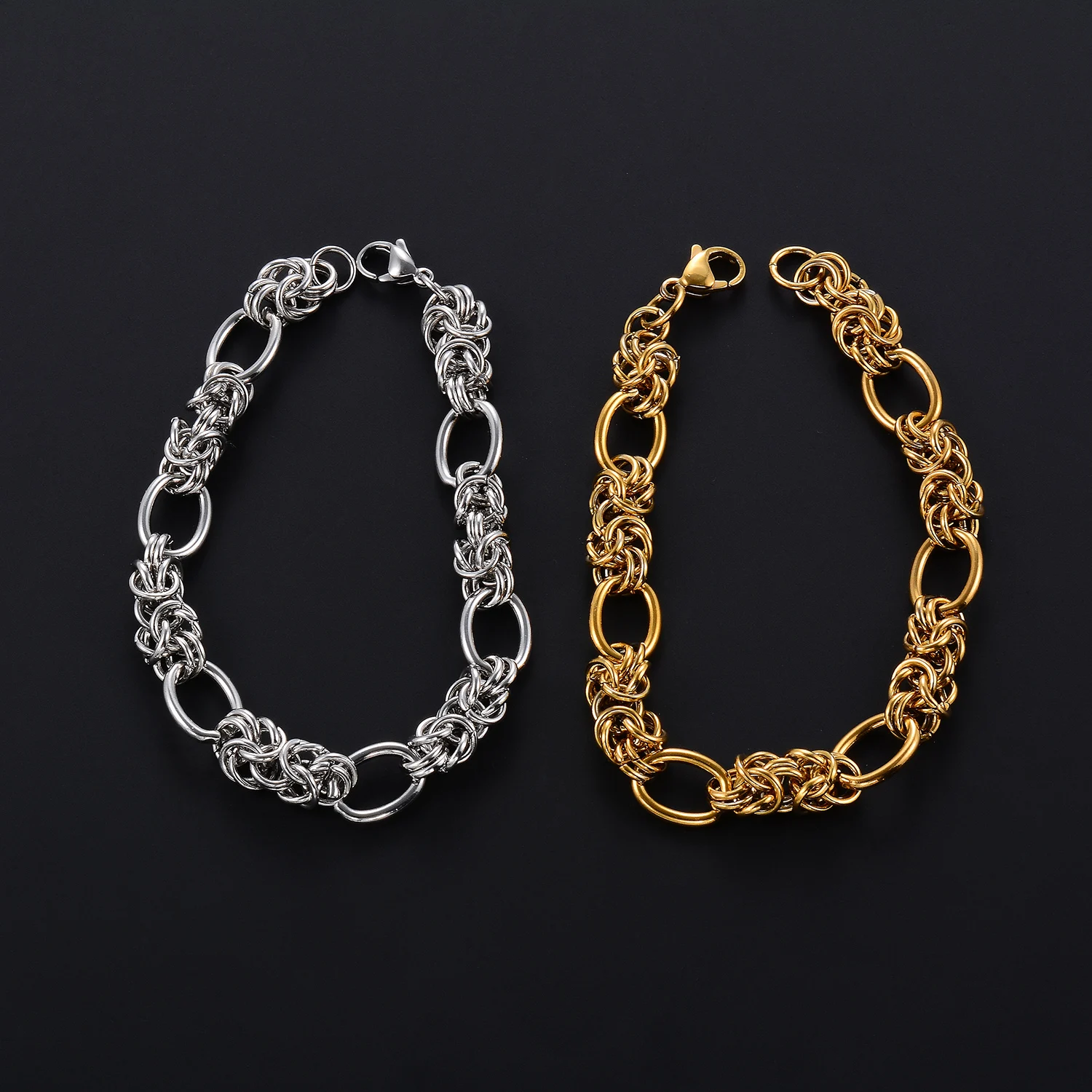 Punk-Gothic-Knoten-Link-Armbänder aus Edelstahl, 10 mm, Hip-Hop-Armreif für Männer, großer schwerer Schmuck, Zubehör für die Schmuckherstellung – Detail 3