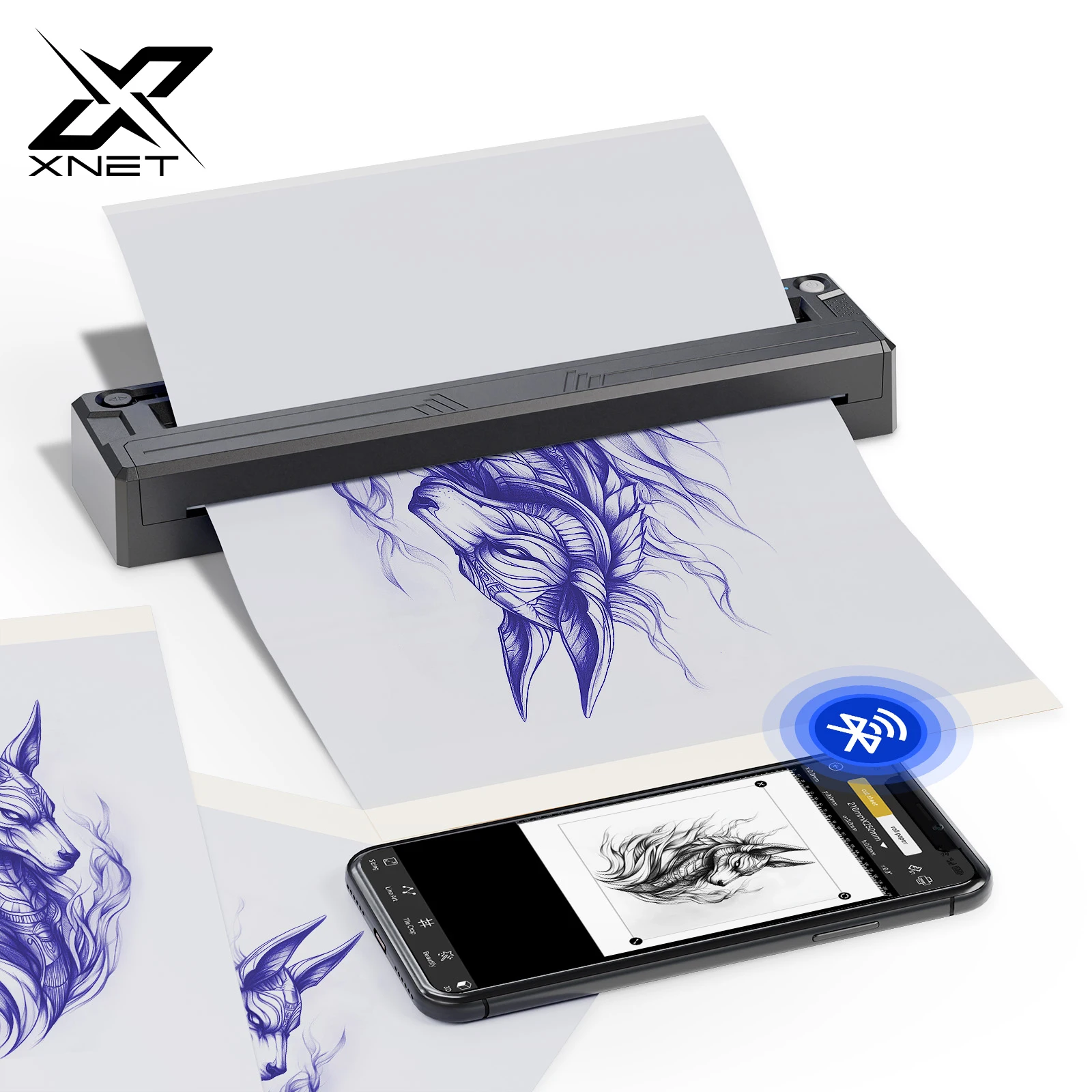 XNET G2 Wireless Tattoo Transfer Stencil Printer With Paper Tattoo Transfer Thermal Printer Machine Compatible with Smartphone
