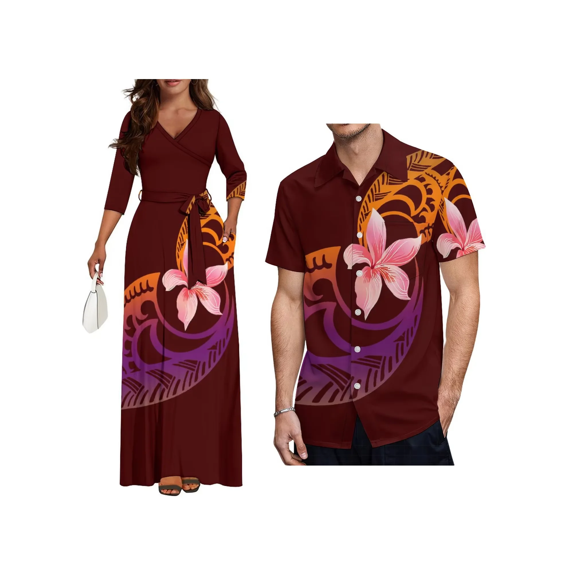 

Праздничное платье для карнавала: женское платье с индивидуальным узором в полинезийском стиле, с V-образным вырезом и короткими рукавами, для Самоа