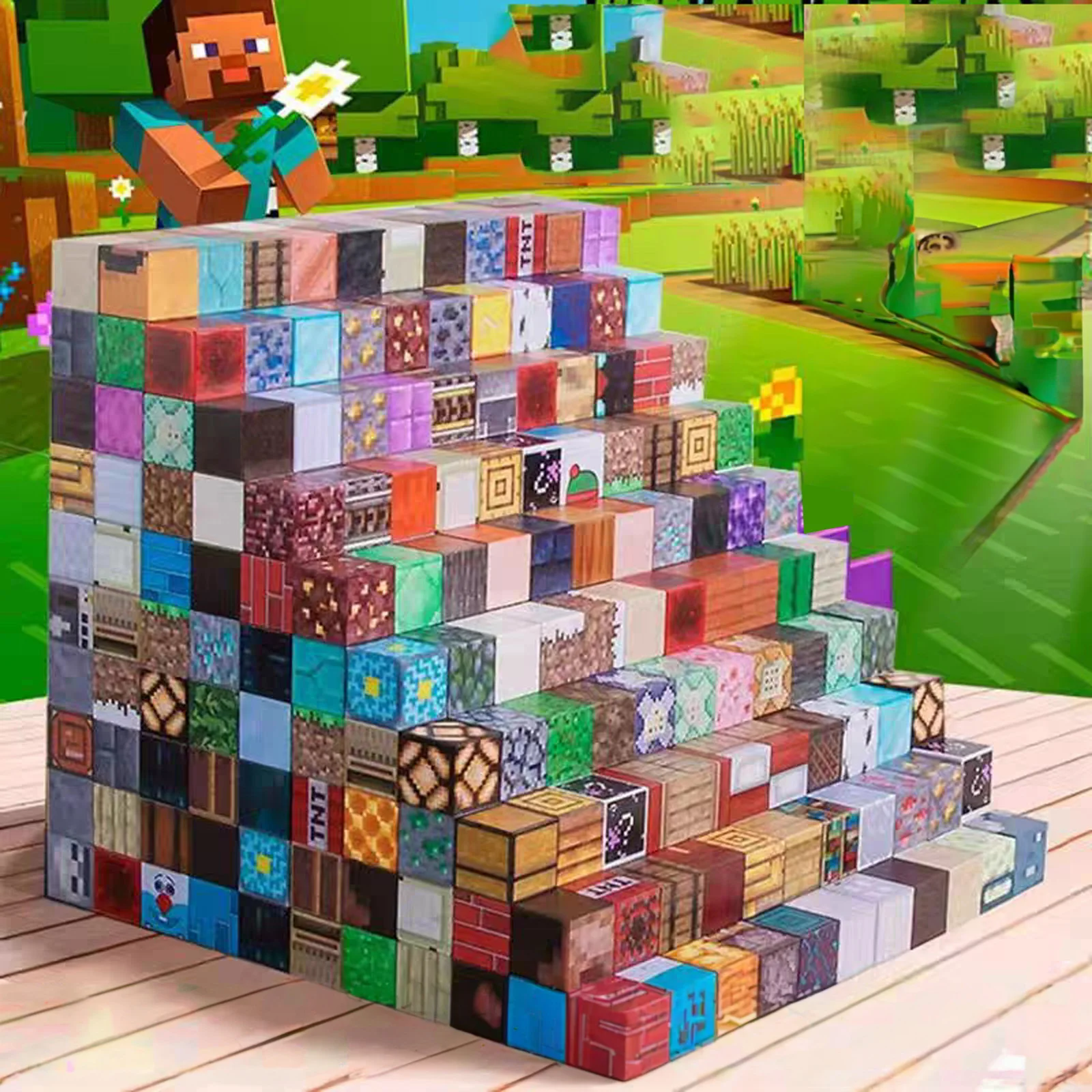 100 ชิ้น DIY บล็อกแม่เหล็กบล็อก Mini World บล็อกแม่เหล็กบล็อกแม่เหล็กปริศนาเหมืองเพชรบล็อกอาคาร