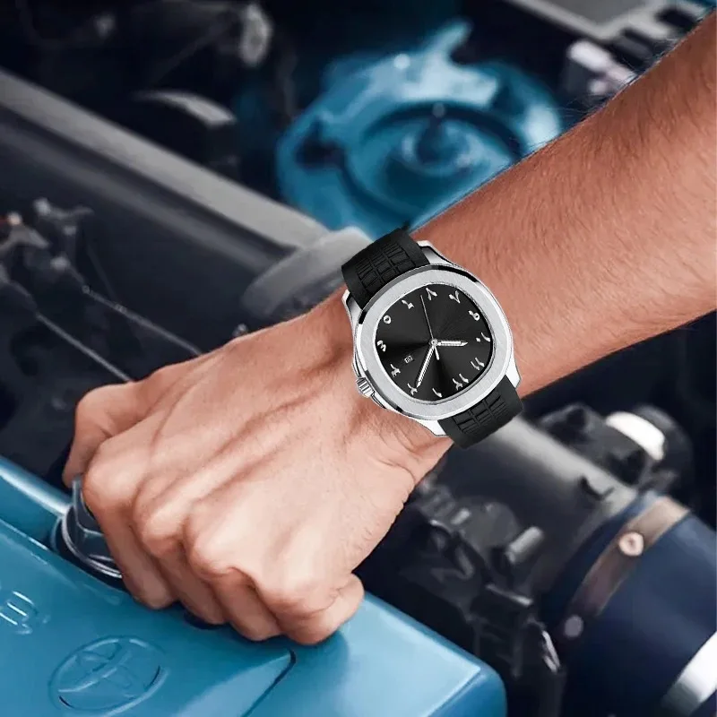 Мужские часы Лучший бренд Роскошные кварцевые часы Часы из нержавеющей стали с арабскими цифрами Мужские спортивные часы Водонепроницаемые военные часы