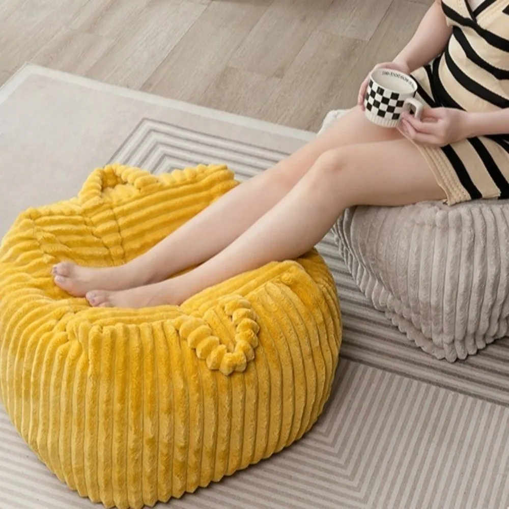 

Space Saver Flannel Clothing Storage Bag Fluffy Soft Lazy Sofa Comfortable with Handle Filled Stool Bedroom