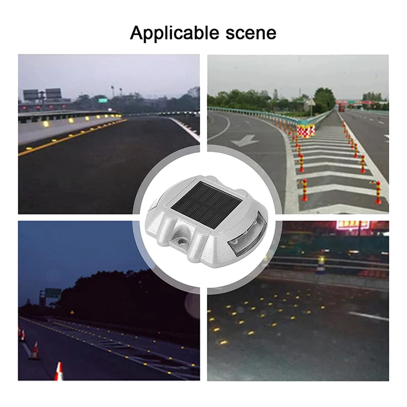 

DIDI многоразовая солнечная дорога, 2 шт. 6 светодиодных фонарей на земле, сад, газон, дорожка, док-станция, белые сигнальные огни (2 шт.)