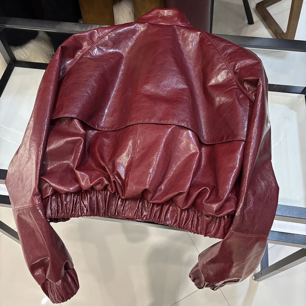 YOLOAgain Suede Leather Jacket Coat Women Real Leather Cropped Jacket Bomber Jacket
