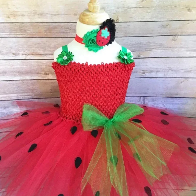 AA wat 아기 여자아이 딸기 코스튬 유아 생일 파티 튜튜 드레스 할로윈 의상 유아 여아 과일 옷 New2025 신상품