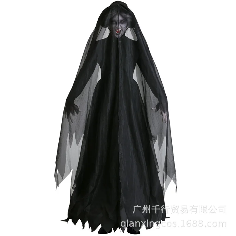 Horror Cosplay Witch Women Scary Zombie Vampire Halloween Carnival Costume Spooky Ghost Medieval Hooded Cape Day of The Dead