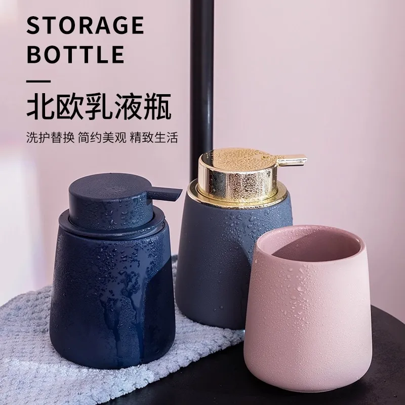 Bathroom Liquid Soap Dispenser Ceramic Hand Sanitizer bathroom tumbler Shower Gel Foam Dispenser Bathroom Accessories Set