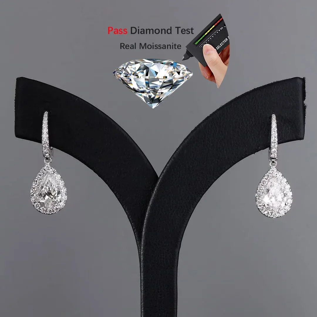 FCGJHW 5*8mm Pear Moissanite Water Drop Earrings S925 Silver D Color Lab Diamond for Women Wedding Jewelry Gift GRA 2026