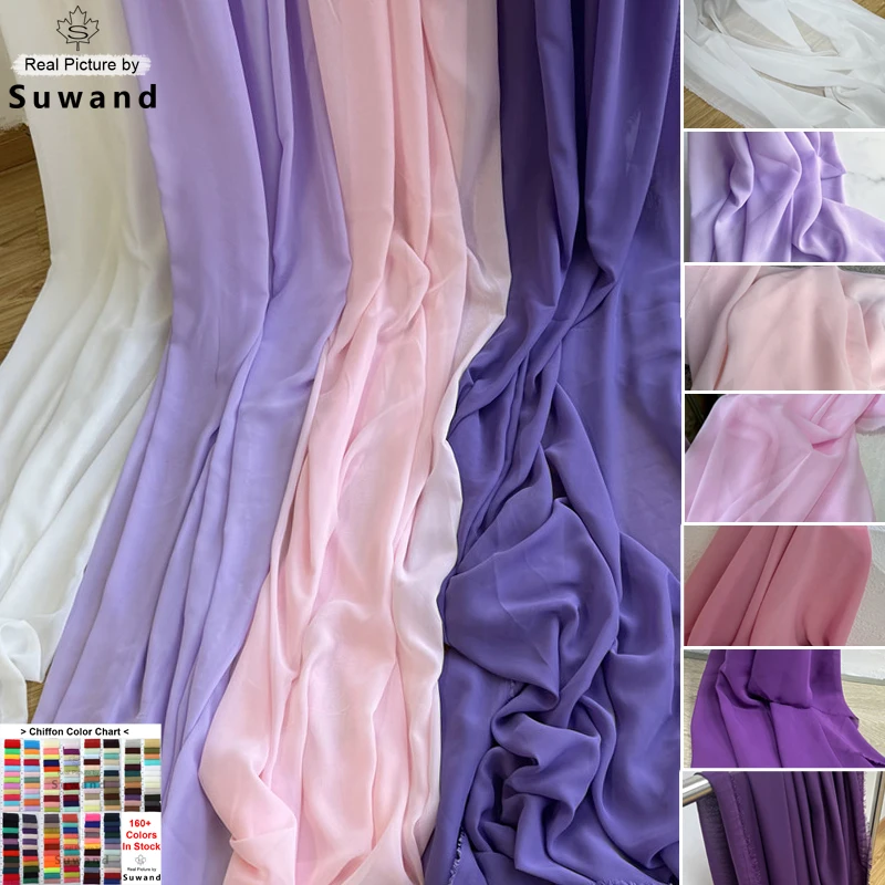 

Pink Purple Chiffon Fabric Bridal Wedding Party Decoration Georgette Handmade DIY Backdrops Curtain Dress Skirt Cloth Material