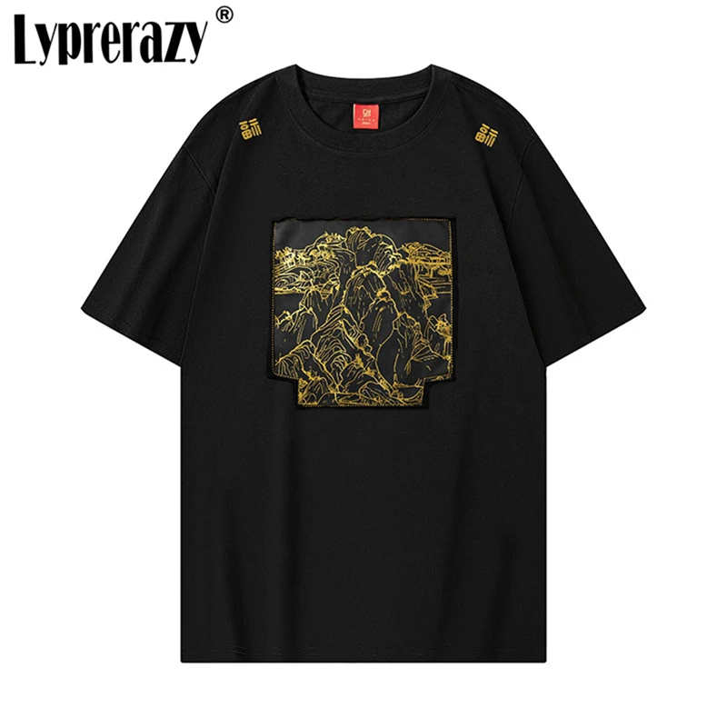 

Lyprerazy National Tide Loose Short-sleeved T-shirt Summer Landscape Printing Cotton Street Tops Tees