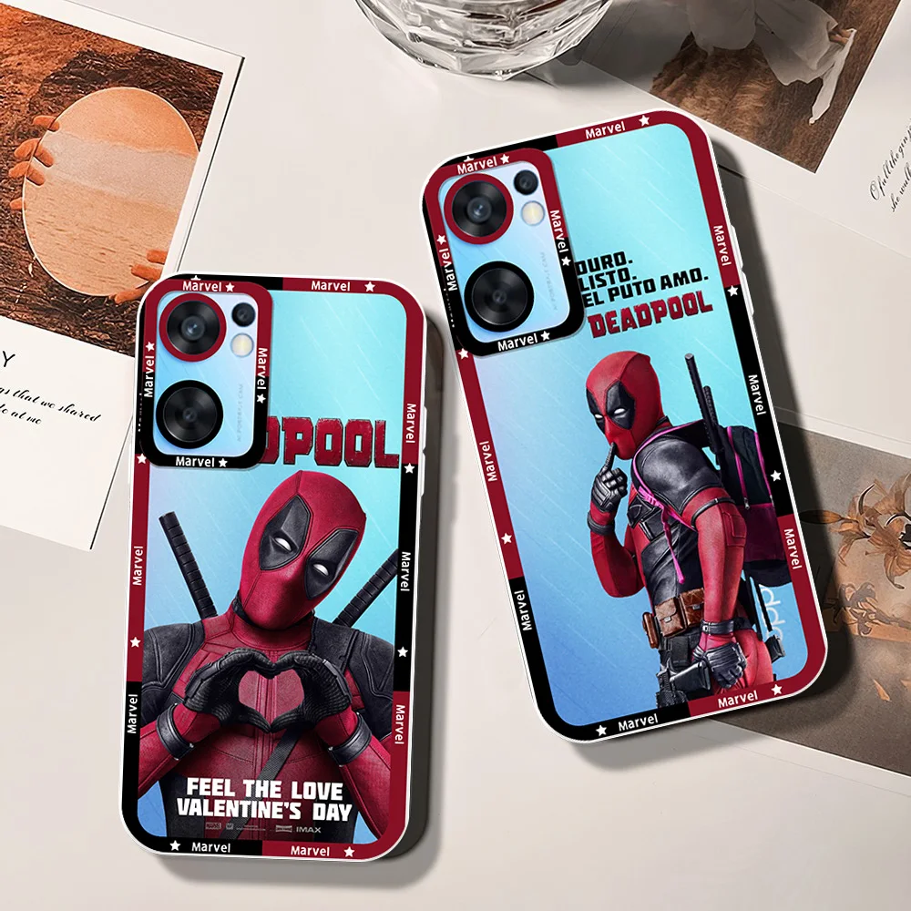 Marvel Funny Hero Deadpool For OPPO A98 A94 A92 A78 A76 A74 A72 A58 A54 A55 A36 A15 A9 5G Angel Eyes Transparent Phone Case