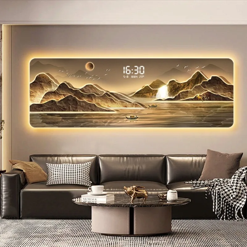 light luxury wall clock sofa background wall hanging decorative painting household reloj de pared grande living room furniture