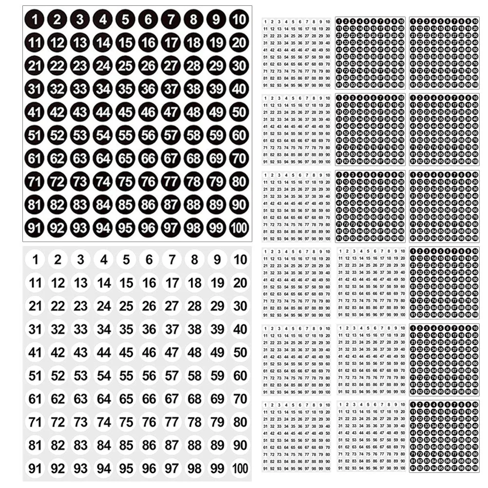 

5000 шт. водонепроницаемых круглых наклеек-этикеток с номерами, самоклеящиеся, 10 мм, последовательные номерные точки для инвентаризации, школы, офиса