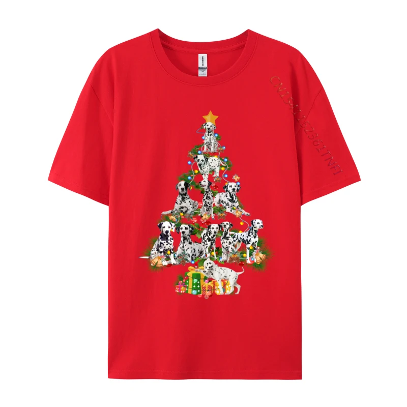 Funny Dalmatian Dog Merry Christmas Tree Dalmatian Love Xmas T-Shirts Classic Black High Street Tops Tees Designer Cotton