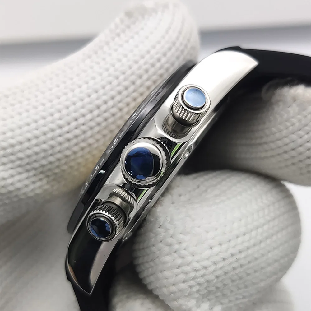 PARNSRPE 39mm Orologi al quarzo da uomo in argento Design in vetro zaffiro Orologio vintage Movimento VK64 Orologi da polso Calendario