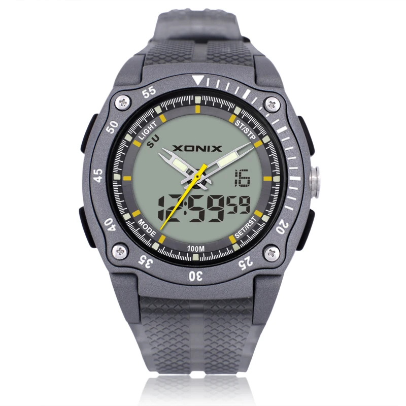 XONIX Classic Retro Atmospheric Led Luminous Band Alarm Multifunctional Dual Display Sports Waterproof Electronic Men's Watch DH
